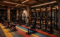 Strength racks in the completed gym