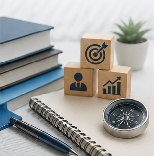 Career planning tools, notebook and growth blocks
